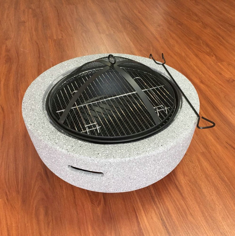 Concrete stone magnesia fire pit Backyard party heater Simple compact brazier stove with lid smokeless utility model