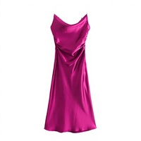 Robe nuisette en velours rose vif, sans manches, longueur ras du sol, à volants, décontractée, à fines bretelles, pour l'été, à taille naturelle, pour soirée et club