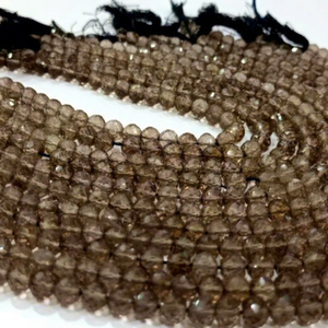 Perles de quartz fumé brun naturel, forme ronde, facettées, 5-6 mm - Product Image 1