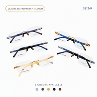 Lunettes optiques légères et élégantes sans monture carrée en corne de buffle et de bœuf, en titane pur, faites à la main, pour la myopie