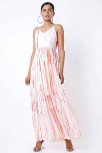 2025 nouveau bohème vente chaude cravate teinture longue Maxi col en v 100% rayonne tissu sans manches coupe ample été dames Maxi robe - Product Image 4