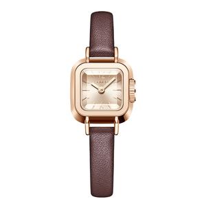 Montre-bracelet à quartz Sanda 1117 pour femme, cadran carré, bracelet en cuir, étanche, en acier inoxydable doré, tendance - Product Image 1