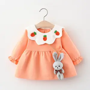 オンラインショッピング小さな女の子安い綿菓子長袖レース襟ウサギの装飾ネットボールドレス