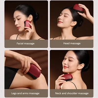 Appareil de beauté à double tête de massage, bâtonnet pour points d'acupuncture oculaires, vibration, lifting du visage, compresse chaude, grattage, chaleur électrique, Gua Sha en pierre Bian