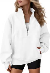 Alxin Ingrosso Felpe <span class=keywords><strong>Oversize</strong></span> con Zip a Quarto, Maglione a Collo Alto, Top in Jersey Primaverile, <span class=keywords><strong>Abbigliamento</strong></span> <span class=keywords><strong>Donna</strong></span>, Top da <span class=keywords><strong>Donna</strong></span> - Product Image 6