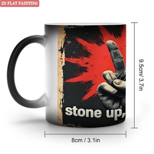 Thick Bottom Anti Slip Mug 11oz Frosted Black <b>Ceramic</b> Heat Sensitive Color Changing Drinking <b>Cup</b> - Product Image 1