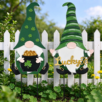 Lot de 2 piquets de jardin en fer résistant à la rouille, motif trèfle, pour décoration de pelouse, allée, fête ou événement.