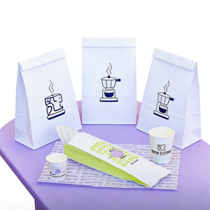 Bolsa <span class=keywords><strong>de</strong></span> Papel Kraft Marrón Desechable, Reciclable, Laminada y Resistente a la Grasa, Personalizada, con Base Cuadrada para Llevar Pan <span class=keywords><strong>de</strong></span> Tiendas <span class=keywords><strong>de</strong></span> Café - Product Image 3