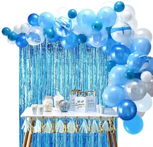 Conjunto de balões de mármore azul e branco, kit com balões de mármore azul para chá de bebê de aniversário