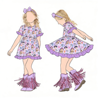 Bestseller Mädchenkleid Sommerkleid Süßes Buntes Bedrucktes Knielanges Kleid ODM Bambusfaser-Kleid