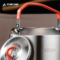 STARCAMP Ensemble d'ustensiles de cuisine en acier inoxydable 304 Bouilloire de pique-nique et de camping en plein air pour poêles à thé et à café pour le voyage