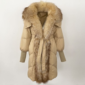 Mode hivernale, veste <span class=keywords><strong>longue</strong></span> en duvet de canard blanc à capuche et ceinture détachable pour femmes - Product Image 2