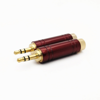 Adaptateur Stéréo TRS 3,5 mm en Gros, Coque Métallique Rouge Vin, Plaqué Or, Mâle-Femelle pour Câble d'Extension Audio Casque Hi-Fi