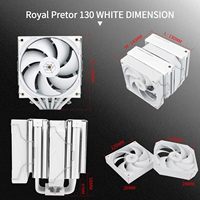 Thermalright Royal Pretor 130 Blanc 158mm CPU Air Cooler Double Fans 6 tuyaux de chaleur pour le refroidissement de l'ordinateur
