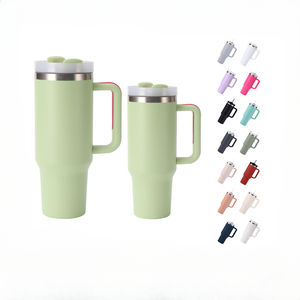 Vaso <span class=keywords><strong>de</strong></span> acero inoxidable personalizado con tapa y pajita, aislado al vacío para agua, té helado y café-Quencher H2.0 - Product Image 2