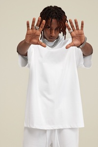 เสื้อยืดคอตตอน 100% หนัก 305gsm ทรงโอเวอร์ไซส์ คุณภาพสูง พิมพ์ลาย DTG DTF สำหรับผู้ชาย ขายส่ง พร้อมโลโก้ - Product Image 2