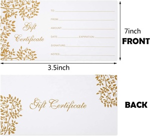 Cartes-cadeaux vierges personnalisées, bons <span class=keywords><strong>d</strong></span>'achat, cartes vierges dorées, cartes-coupons pour entreprises, beauté, mariage, anniversaire, et supports - Product Image 3