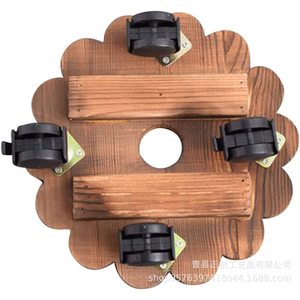 Wooden Plant Support <b>Rack</b> Round With Lockable Casters Standing Type For Home Storage <b>Shelves</b> - Product Image 1