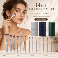 Ensemble de pinceaux de maquillage professionnels de luxe 14 pièces avec 3 options d'emballage, poils synthétiques, logo personnalisé OEM, prêt à offrir en cadeau