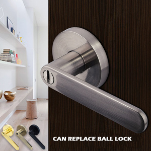 Poignée de porte avec serrure cylindrique pour portes de chambre et de salle de bain, en alliage d'aluminium, 2 clés - Product Image 4