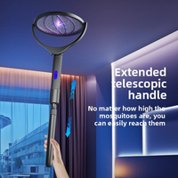Raquette anti-moustiques électrique rétractable 6 en 1 avec lampe anti-insectes et poignée extensible pour la maison