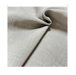 Obral besar 25% Linen 70% poliester 5% kain Rayon dengan Slub untuk pakaian dan gaun kain Rayon Linen garmen