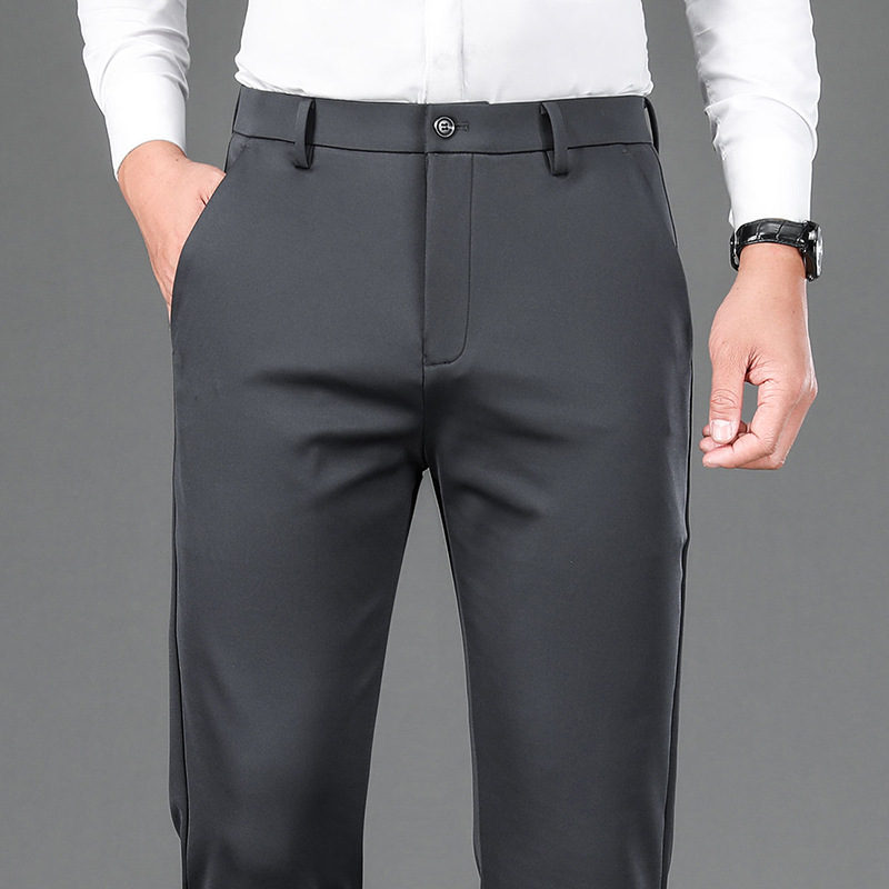 Dark Grey color Mens Slim fit dress pants skinny work trousers