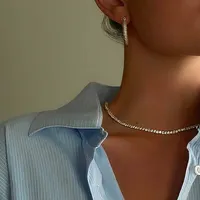 Модный трендовый латунный 4 мм бриллиантовый Кристалл Цирконий драгоценный камень ожерелье-чокер для тенниса ювелирные изделия для женщин