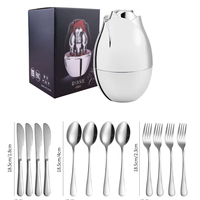 Westliches Luxus 12-teiliges Gold-Silber Eiförmiges Matt Poliertes Edelstahl-Besteckset Premium Geschäfts- und Hochzeitsgeschenk Individuell Anpassbar