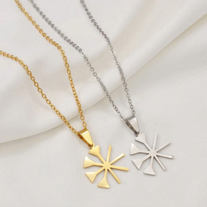 Fabricante Mayorista de Collares de Cadena con Eslabones Chapados en Oro de 18K con Amuleto Yezidi Lalish, Colgante de Acero Inoxidable Plateado con Signo Yazidi - Product Image 4