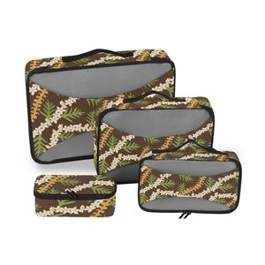 Cubos de Embalaje con Diseño de Helecho Hawaiano Pikake, Etiqueta Privada Personalizada, Juego de 4 Bolsas Organizadoras de Viaje para Guardar en la Maleta - Product Image 1