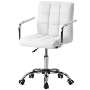 <b>White</b> Artificial <b>Leather</b> <b>Office</b> <b>Chair</b> Swivel With Wheels Ergonomic For <b>Office</b> Use - Product Image 5