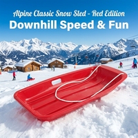 Luge Classique pour Enfants en Plastique Légère Écologique Certifiée CE 4 Couleurs Poignées Corde de Tirage 120kg Robuste en PEHD Hiver