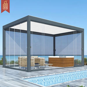 Ensemble de meubles de patio Pavillon de jardin en métal Pergolas Gazebo Abri extérieur Auvent <span class=keywords><strong>d</strong></span>'entrée en verre - Product Image 1