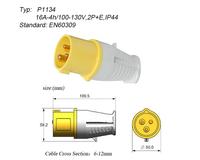Prise industrielle étanche ZNPON 16A 110V 3 broches, conforme à la norme ICE309-2, prise de remplacement anti-poussière P1134