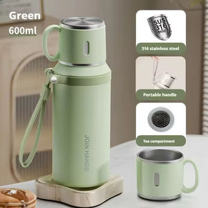 Termo de Acero Inoxidable de Gran Capacidad (600 ml) con Asa, Tapa con Filtro de Malla Moderna, para Niños, Uso en Exteriores y Regalos - Product Image 3