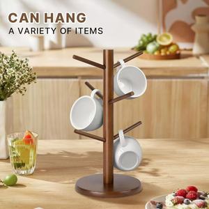 Wooden <b>Tree</b> Shaped Cup Holder 6.3 In Diameter 13.8 In Height Standing Type Coffee Tea <b>Mug</b> Rack Desktop Storage Organizer - Product Image 4