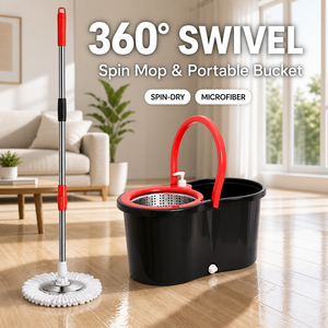 Juego de Mopa Giratoria 360° con Cubeta Portátil, Mopa de Microfibra para <span class=keywords><strong>Limpieza</strong></span> de Pisos, para Hogar, Sala de Estar y Baño - Product Image 1