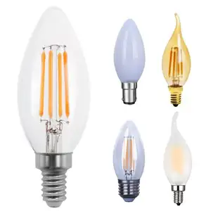 Led Light Bulb E27 China Supplier E12 E14 E26 E27 C35 C35T G45 2W 4W 5W Clear Amber Candle Vintage Dimmable LED Filament Bulbs