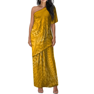 Robe longue d'été florale sexy de style polynésien, élégante, taille haute, épaules dénudées, décontractée et respirante pour femme, idéale pour la plage et les îles hawaïennes - Product Image 2