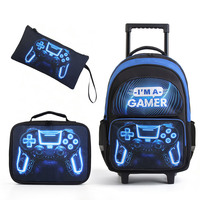 Ensemble de sacs à dos à motif de manette de jeu vidéo, grande capacité, double compartiment avec poche pour ordinateur, sac à déjeuner, trousse à crayons pour adolescents