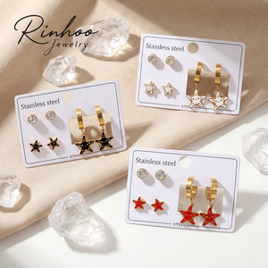 Pendientes RINHOO de acero inoxidable 316L con colgante de estrella de mar, águila y palma para mujer, joyería de moda con personalidad, nueva tendencia, regalos. - Product Image 1