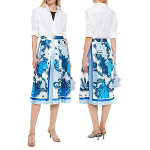 Falda plisada de sarga para mujer, nuevo producto, al mejor precio, fábrica China, personalizada, venta al por mayor