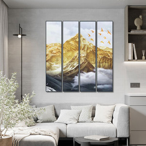 Art Original d'Usine : Tableau sur Toile Paysage Chinois Art <span class=keywords><strong>Déco</strong></span> Personnalisé à 4 Panneaux avec Cadre en Bois pour Fond de Télévision Moderne ou Mur de Salon - Product Image 4