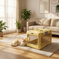 Cage de transport pliable et écologique pour animaux de compagnie, à quatre roues, double porte, respirante, en plastique, portable, pour chat et chien
