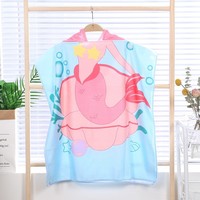 Mermaid Printed Kids Poncho Toalla de playa Venta al por mayor Kid Bath Robe Luxury Hooded Albornoz 60% algodón 40% poliéster