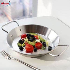 Nicety Spanish Stainless Steel <strong>Paella</strong> <strong>Pan</strong> Seafood Frying <strong>Pan</strong> With Double Handle Kitchen Restaurant Various Sizes Frying <strong>Pan</strong> - Product Image 3
