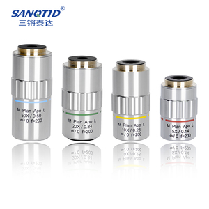 SANQTID 5X 10X 20X <span class=keywords><strong>50X</strong></span> 無限遠望遠調心平面対物レンズ Cカウント 工業冶金用長作動顕微鏡 - Product Image 1