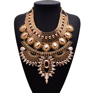 QL0094 Haute qualité Vintage Chunky Collier Alliage Colliers Ras Du Cou Grand collier lourd pour <span class=keywords><strong>Femme</strong></span> - Product Image 3