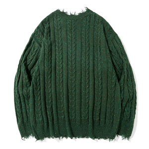 Maglioni da Uomo OEM & ODM di Tendenza, Lavorazione a Trecce, Tinta Unita, Collo a V, Colore Bianco, Pullover in <span class=keywords><strong>Cotone</strong></span> a Maniche Lunghe, Maglieria Invernale - Product Image 4